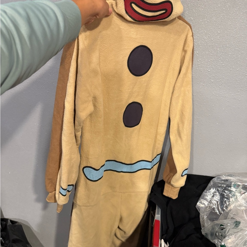 Women's Tan Gingerbread Pajama Onesie - Picture 3 of 3